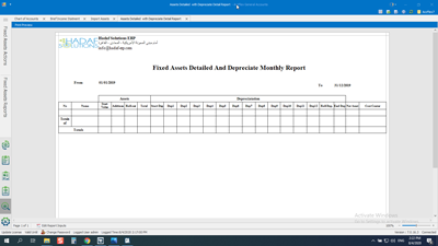 Through the fixed assets reports, you can display all the information 